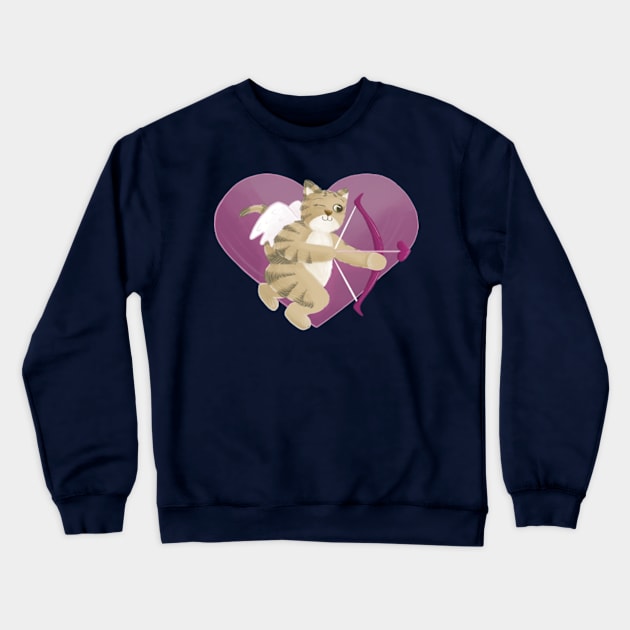 Valentine cat and pink heart Crewneck Sweatshirt by AbbyCatAtelier